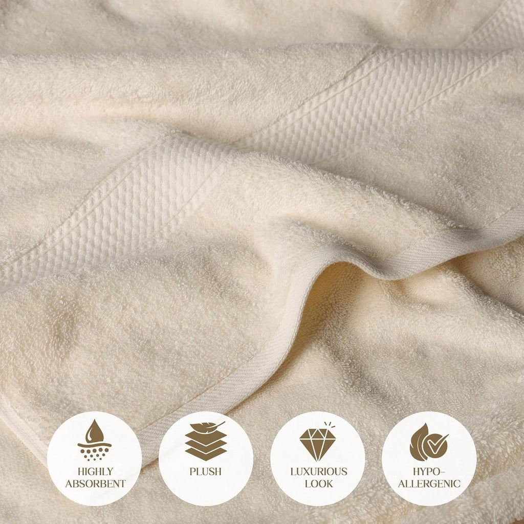 SUPERIOR Egyptian Cotton Plush & Absorbent, Hand Towel Set of 4, Cream