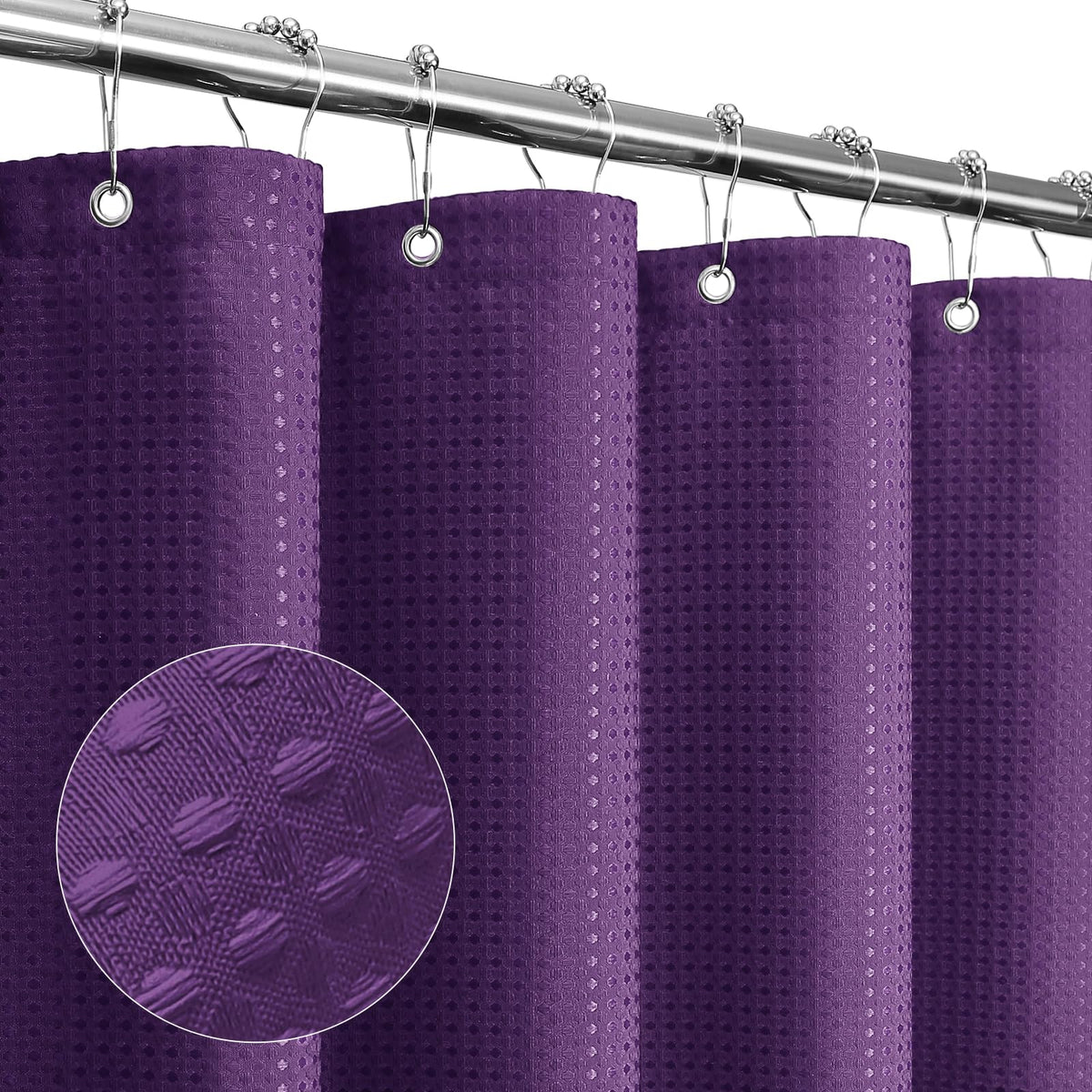 Gibelle Black Cloth-Textured Shower Curtain, Hotel Style, 72x72