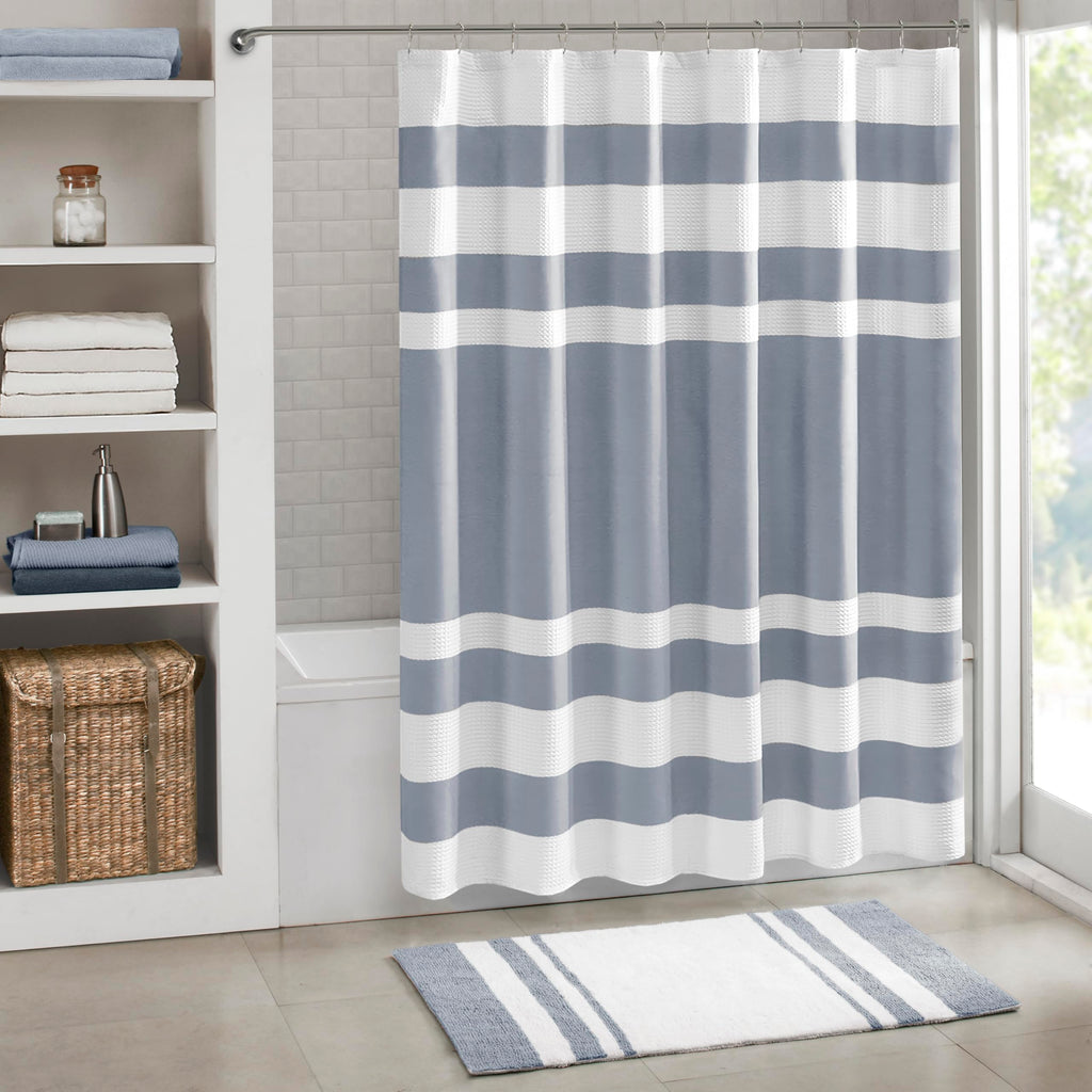 Madison Park Spa Waffle Shower Curtain for Bathroom, 72 x 72, Taupe