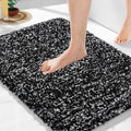 Yimobra Bathroom Rugs Non Slip Washable 32X20, Ultra Soft and Water Absorbent Bath Mats, Plush Fluffy Shower Mat Outside, Microfiber Thick Matts for Bathroom Floor/Tub, Light Gray and White