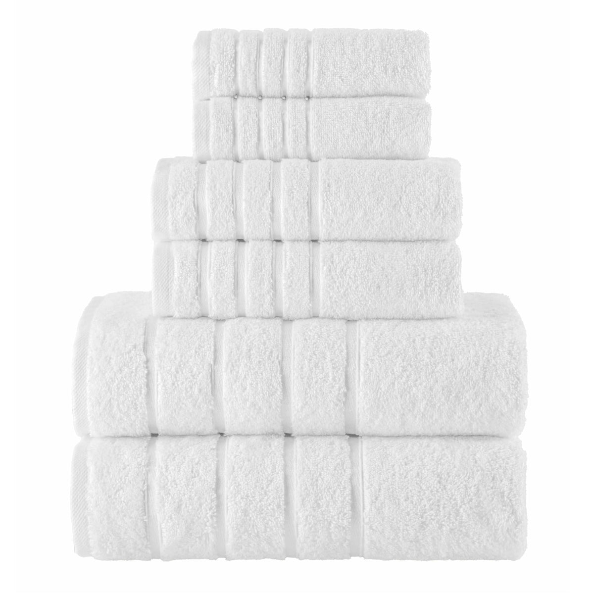 Elegant Comfort 4 Lines Viscose Stripe 6-Piece Premium Towel Set - 100% Turkish Cotton High Absorbent Luxury Bathroom Towels – Includes 2 Washcloths, 2 Hand Towels and 2 Bath Towels Set, Gold