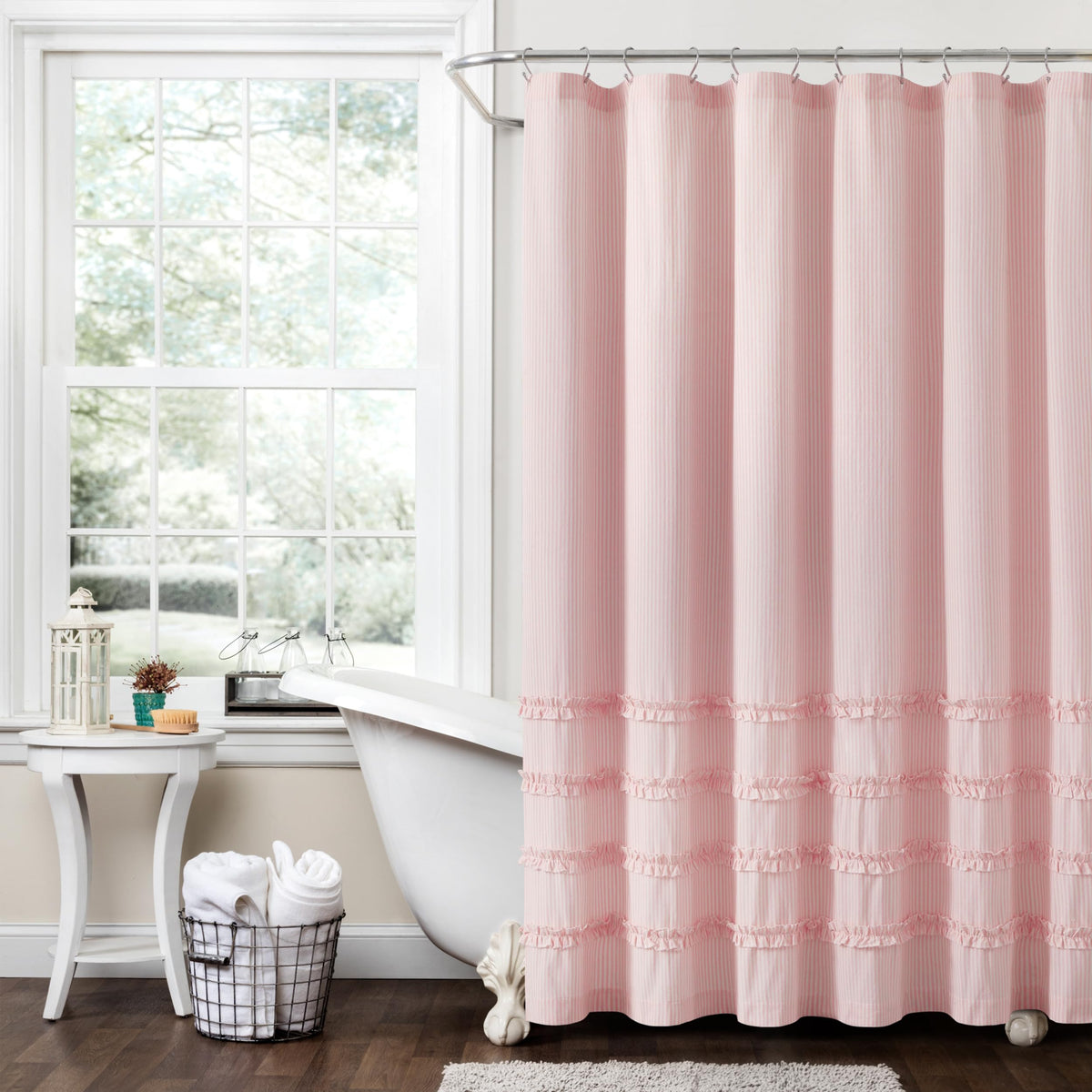 Lush Decor Vintage Stripe Yarn Dyed Cotton Shower Curtain, 72" x 72", Neutral