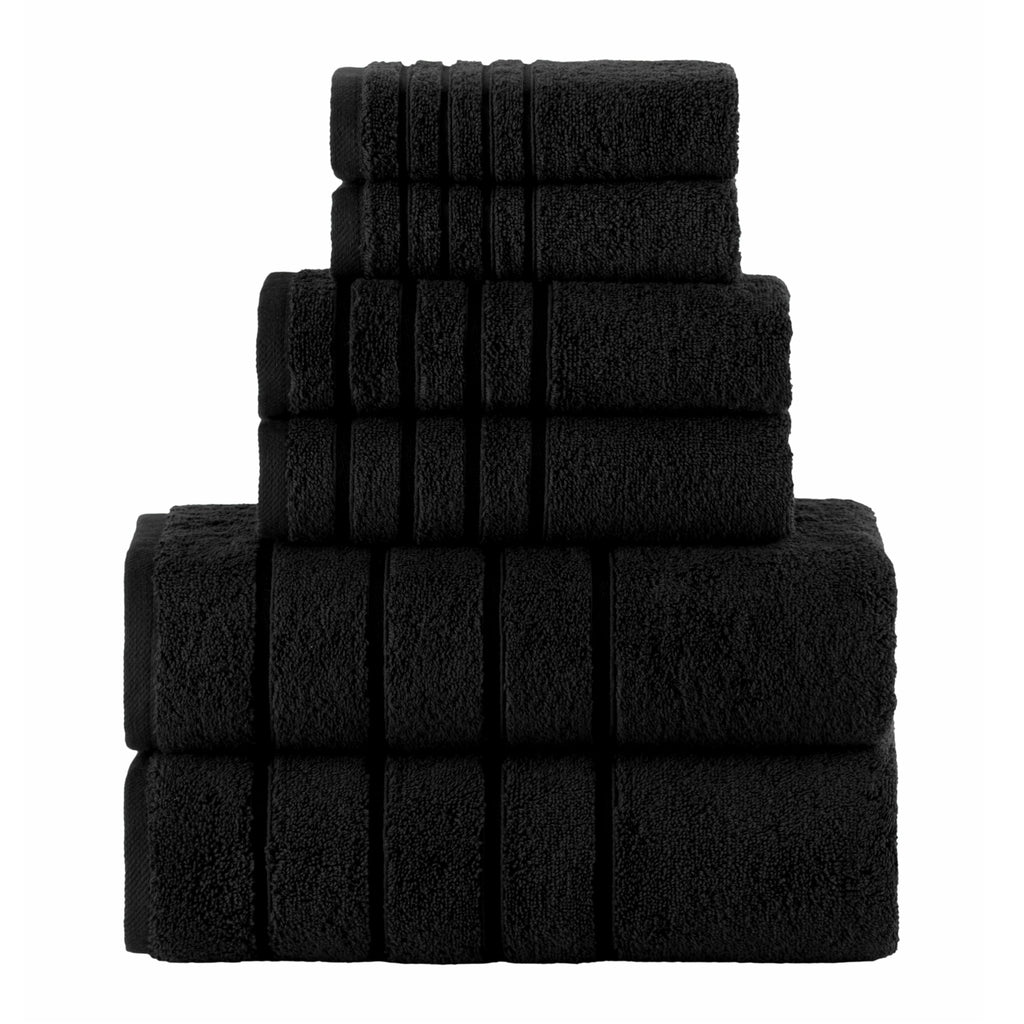 Elegant Comfort 4 Lines Viscose Stripe 6-Piece Premium Towel Set - 100% Turkish Cotton High Absorbent Luxury Bathroom Towels – Includes 2 Washcloths, 2 Hand Towels and 2 Bath Towels Set, Gold