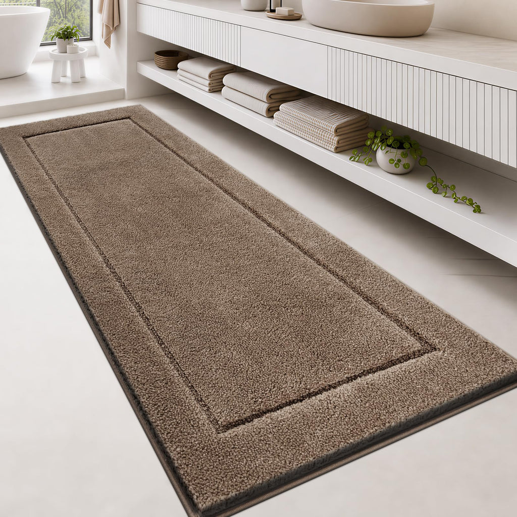 anllugs Bathroom Rugs, Non-Slip Bath Runner Rugs, 30" x 84", Beige