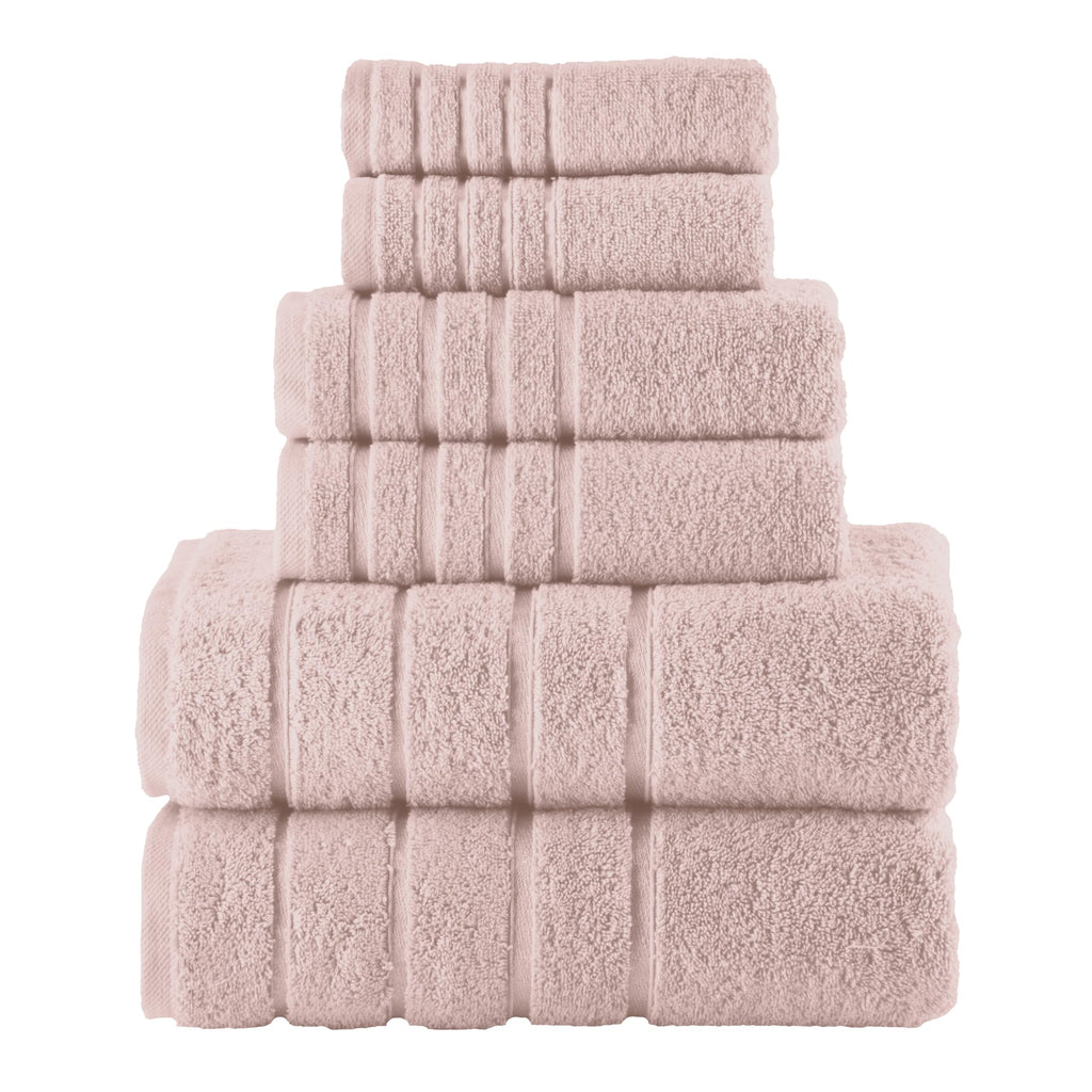 Elegant Comfort 4 Lines Viscose Stripe 6-Piece Premium Towel Set - 100% Turkish Cotton High Absorbent Luxury Bathroom Towels – Includes 2 Washcloths, 2 Hand Towels and 2 Bath Towels Set, Gold