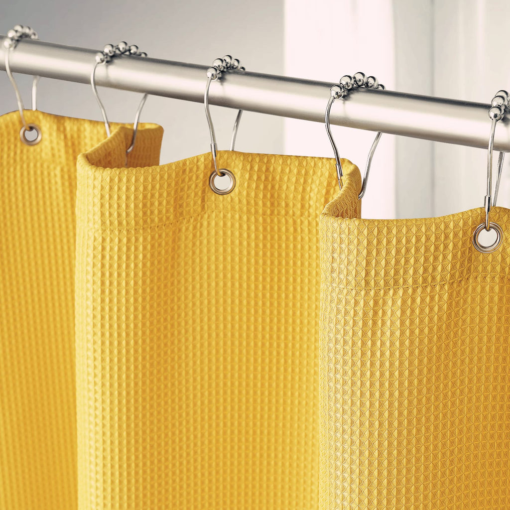 AmazerBath Stall Shower Curtain 60 x 72 Inches, Waffle Shower Curtain White, Fabric Shower Curtains Heavy Duty 240GSM, Hotel Quality Bathroom Shower Curtains