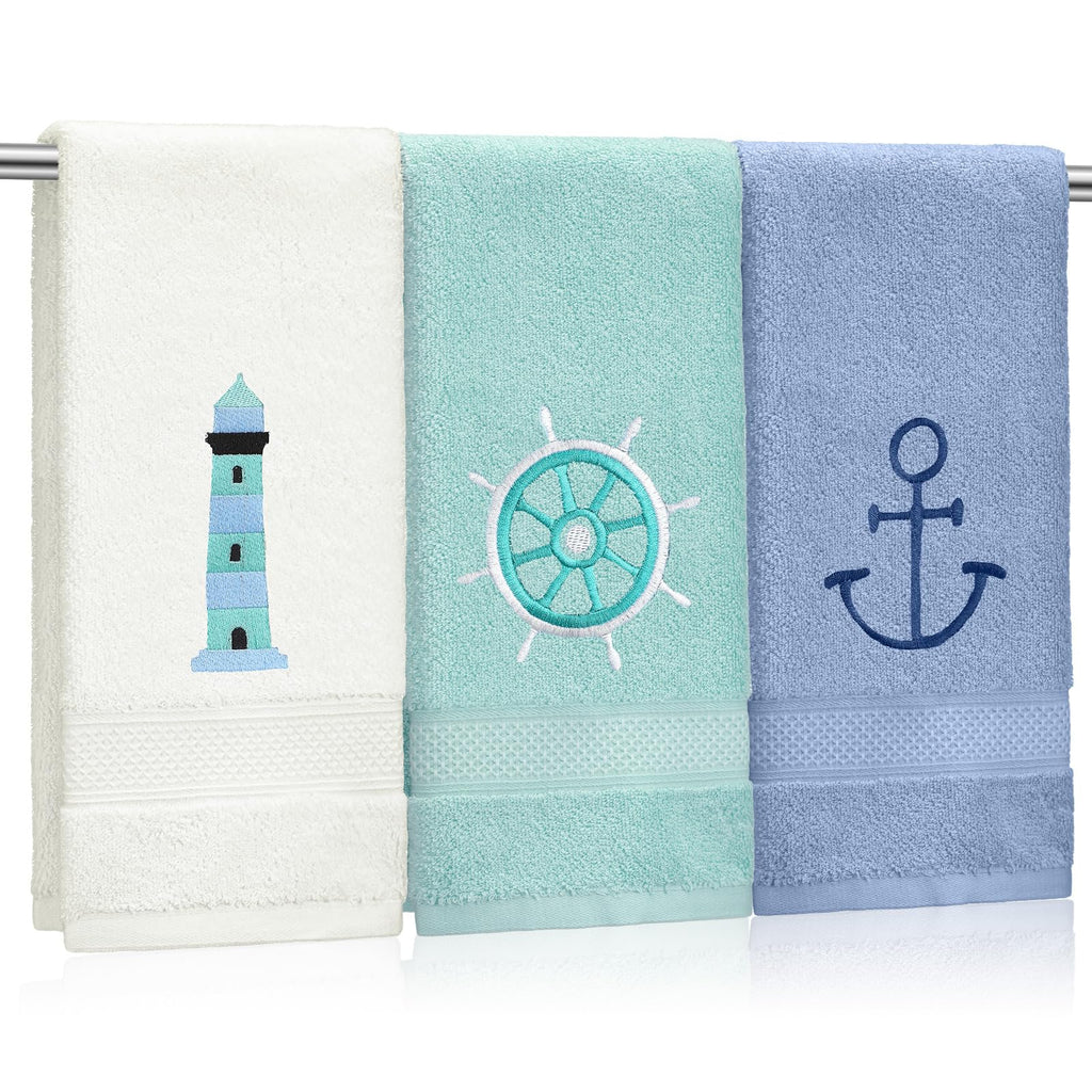 Hahafelt 3 Pack Boho Leaves Hand Towels for Bathroom, 100% Cotton