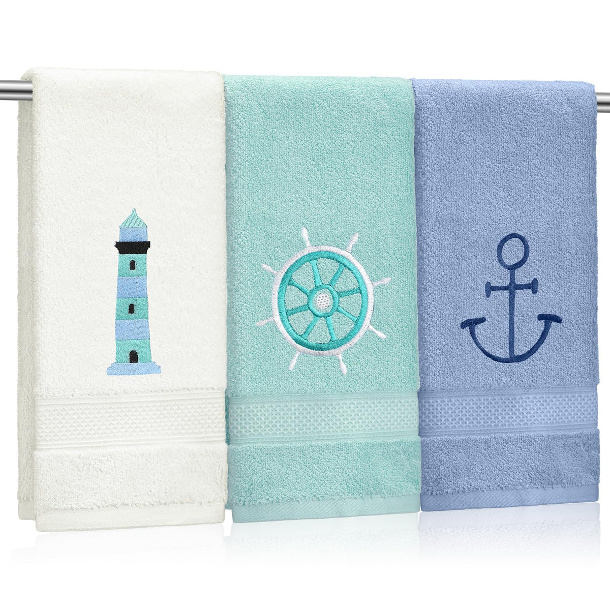 Hahafelt 3 Pack Boho Leaves Hand Towels for Bathroom, 100% Cotton