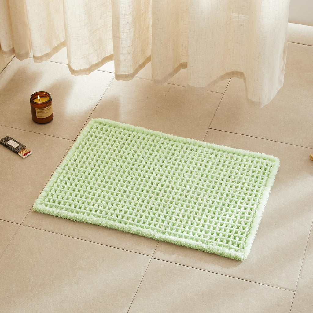 TYUU Waffle Bath Mat, Boho Bathroom Rugs Non Slip Washable, 30x20 Khaki