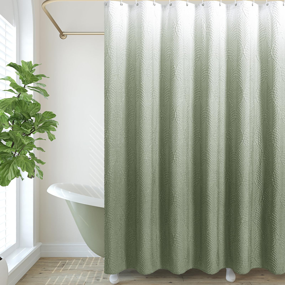 Gibelle Fog Blue Shower Curtain for Bathroom, Farmhouse Bath Curtain 72x72