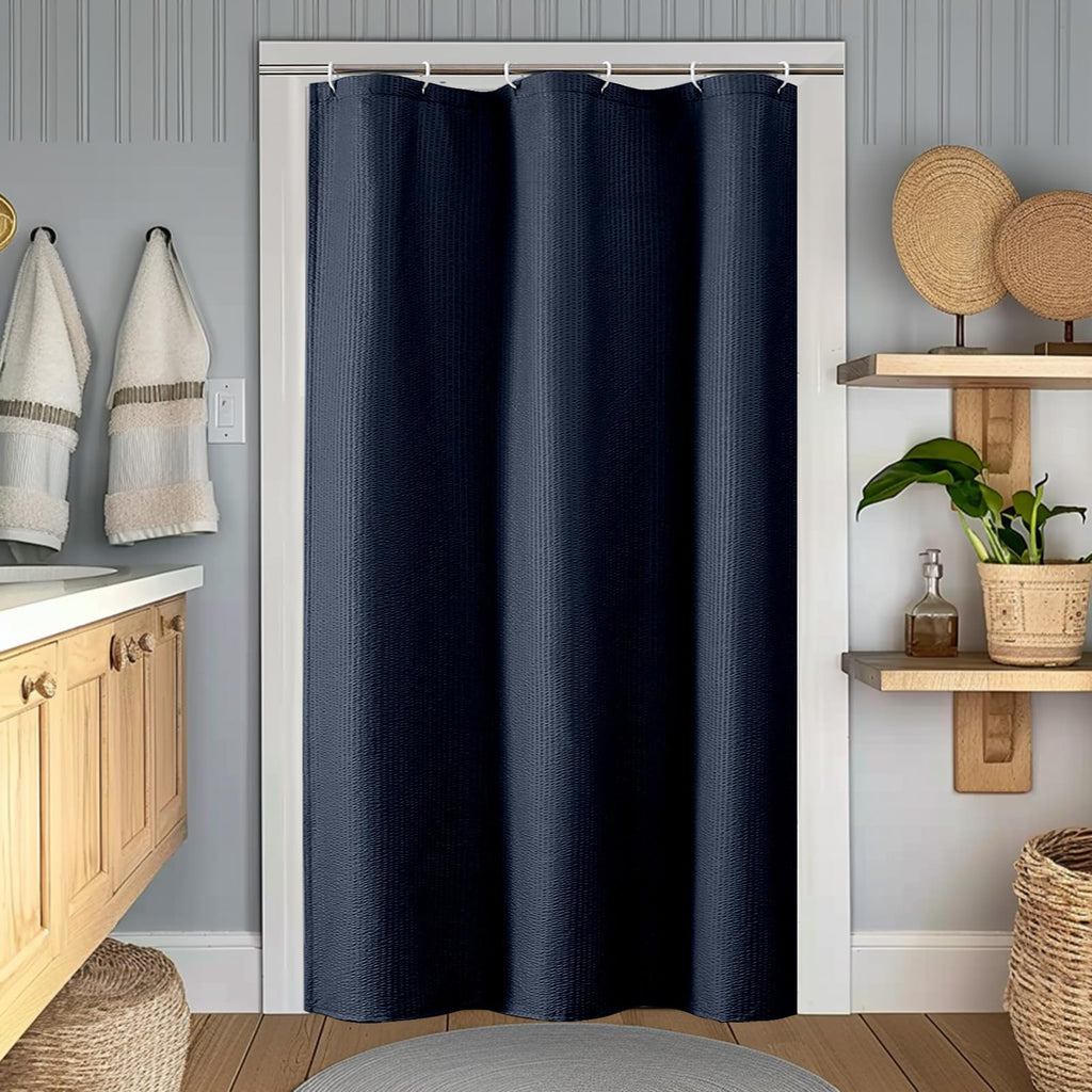 OWENIE White Shower Curtain for Bathroom 84 Inches Extra Long, Elegant 3D Embossed Textured Cloth Waffle Shower Curtain, Modern Luxury Hotel Style, Water Repellent, Machine Washable, 72X84, White