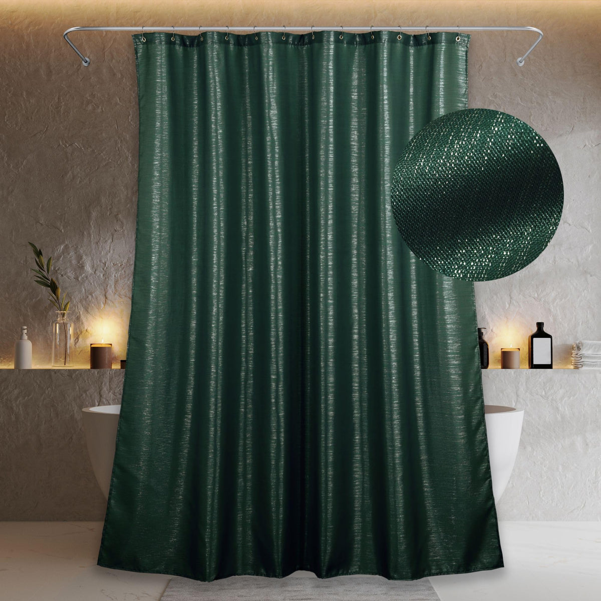 Brown Silver Glitter Shower Curtain: Waterproof Washable Quick Dry 72Lx72W