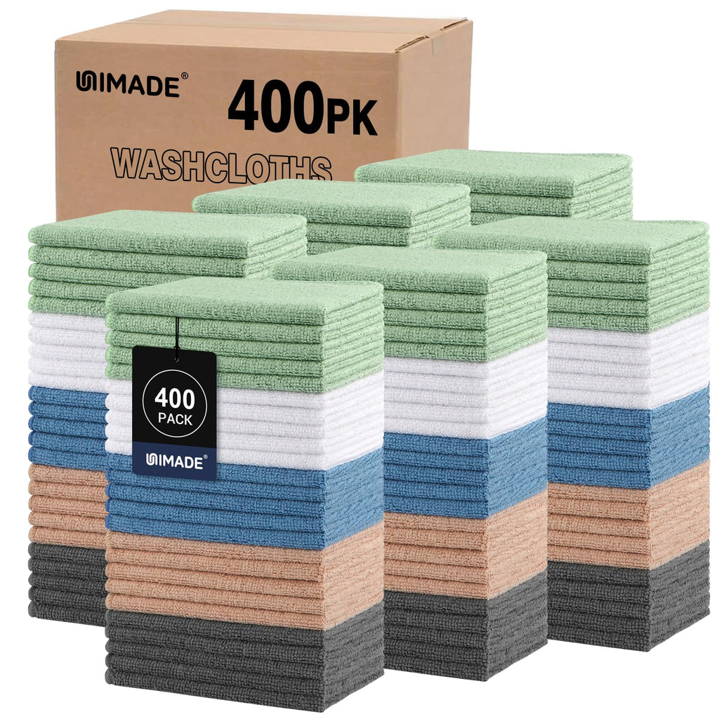 UNIMADE Washcloths Bulk 100 Pack Face Towels (12" x 12"), Highly Soft Wash Cloths and Hand Towels, Fast Drying Multi-Purpose Microfiber Cleansing Cloths for Bathroom, Hotel, Spa, and Salon-Multicolor