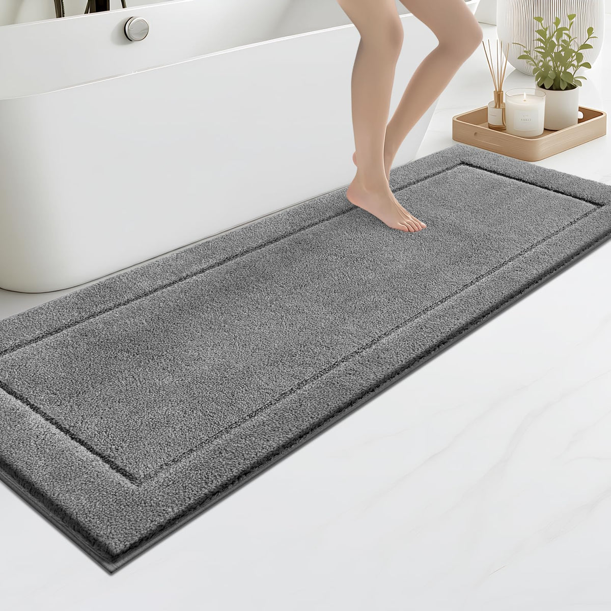 anllugs Bathroom Rugs, Non-Slip Bath Runner Rugs, 30" x 84", Beige