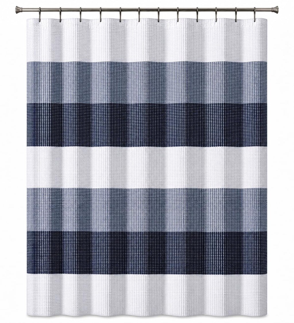 Dainty Home Ombre Waffle Weave Shower Curtain 70 x 72 Blush Textured Fabric Shower Curtain, Hotel Style Waffle Weave Bathroom Curtain, Water Resistant Polyester Ombre Shower Curtain