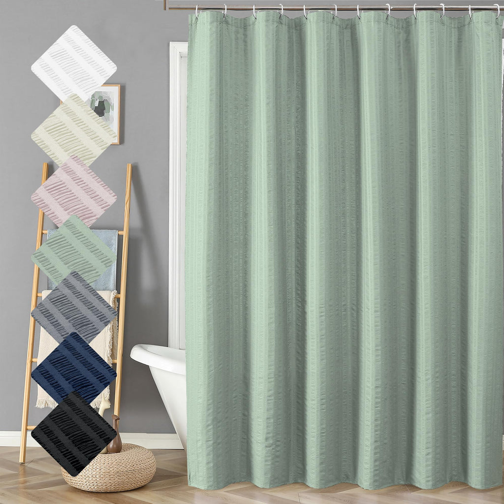 Aiyufeng Moga Navy Blue Fabric Shower Curtains for Bathroom - Blue Hotel Spa Polyester Cloth Bath Curtain with 12 Holes, 72x72, Machine Washable, Navy Blue