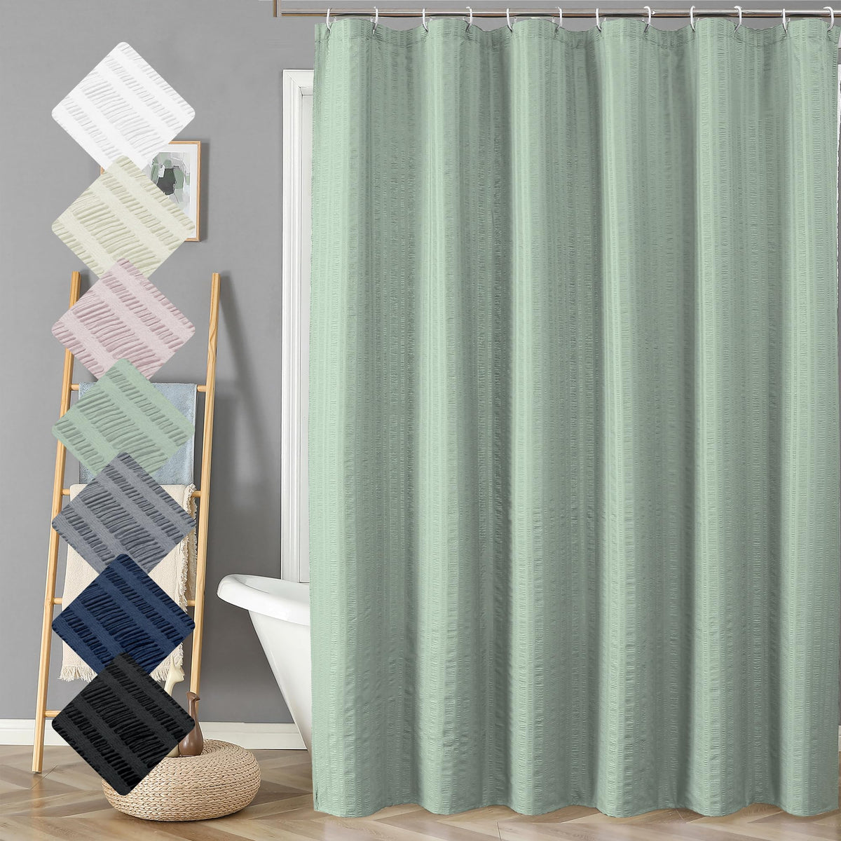 Aiyufeng Moga Navy Blue Fabric Shower Curtains for Bathroom - Blue Hotel Spa Polyester Cloth Bath Curtain with 12 Holes, 72x72, Machine Washable, Navy Blue