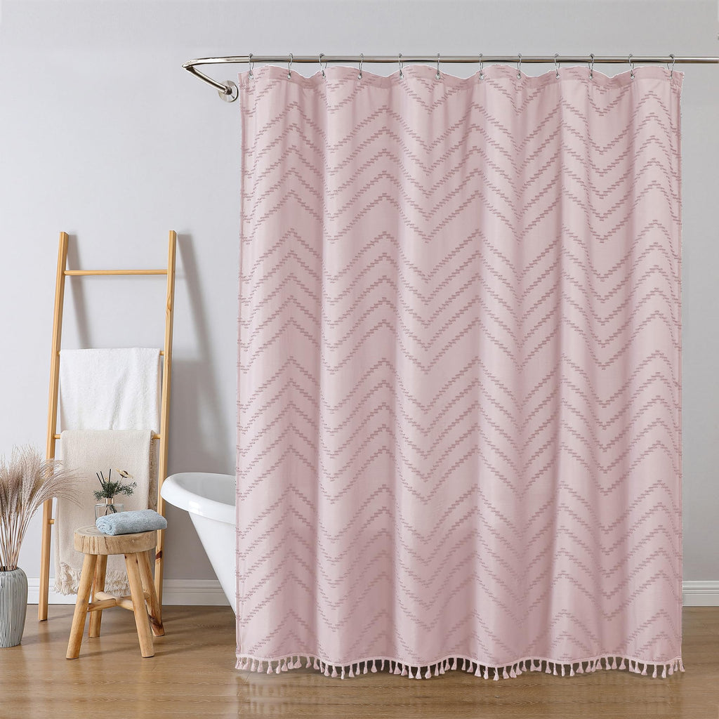 OWENIE White Fabric Boho Shower Curtain 72 x 72 Inches for Bathroom