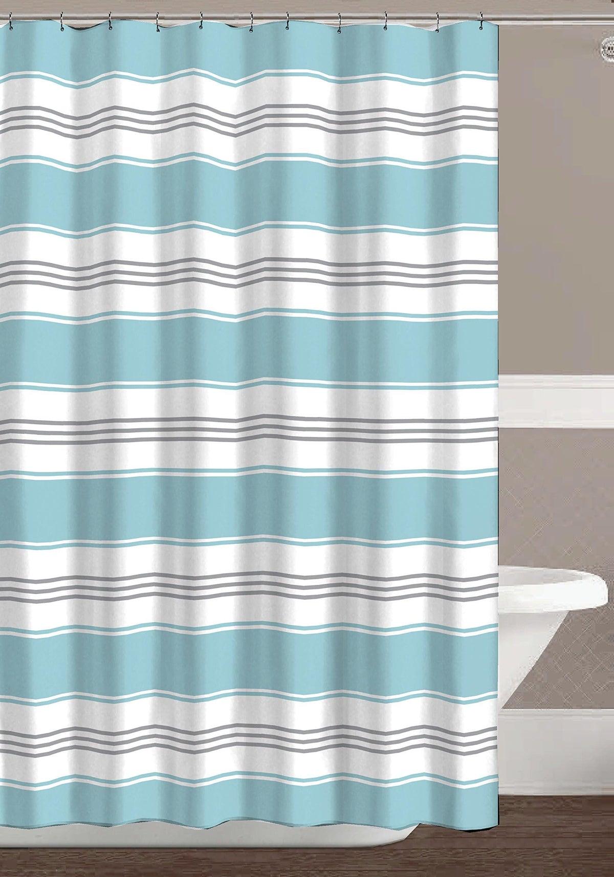 Blue Fabric Shower Curtain Modern Geometrical Blue Gray for Bathroom 72x72