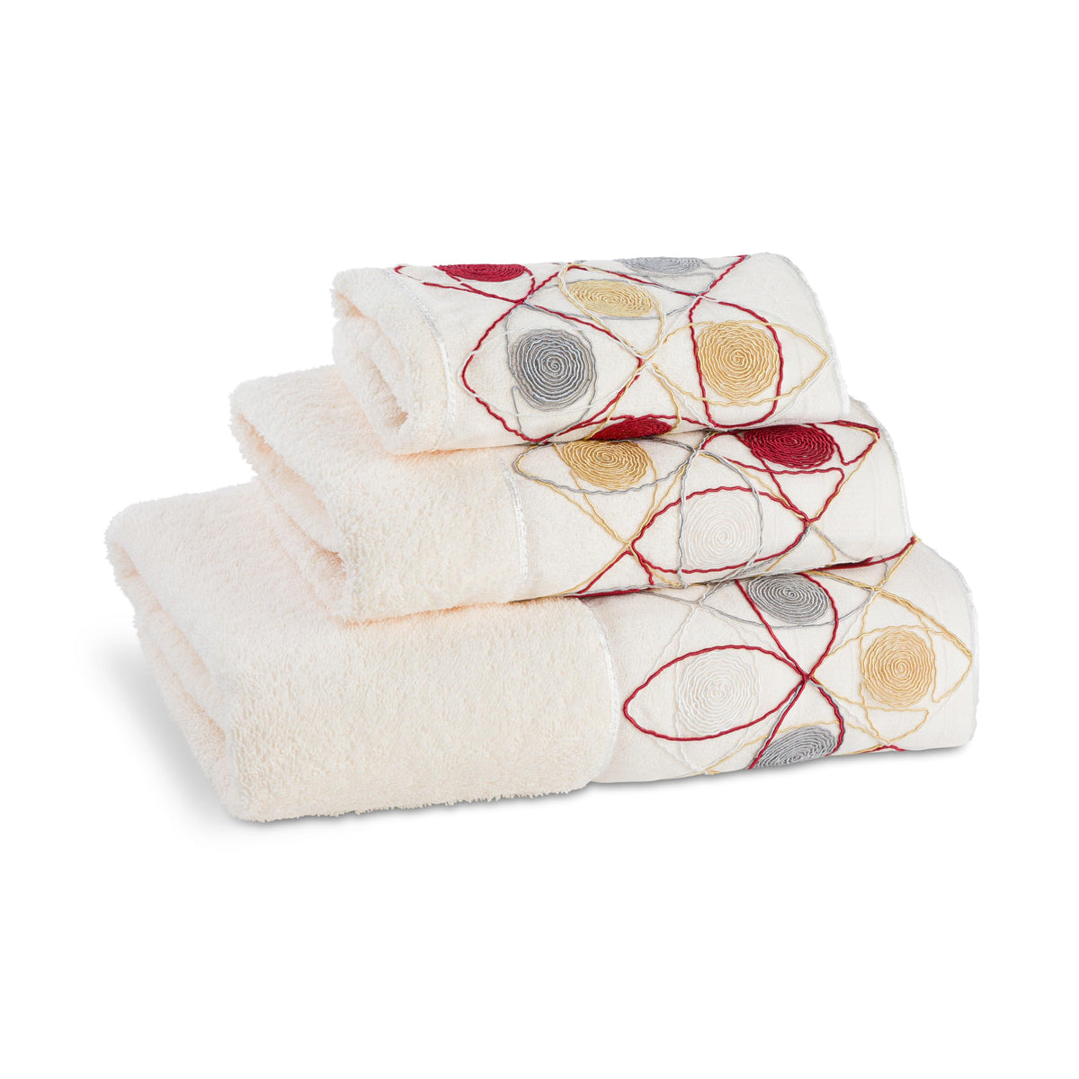 Zahari Home Spindle Modern Bathroom Towel Set - 3 Piece Bath, Hand, and Wash Towels - Classic Luxury Contemporary Decor - Beautiful Gold Unique Design Bath Ensemble