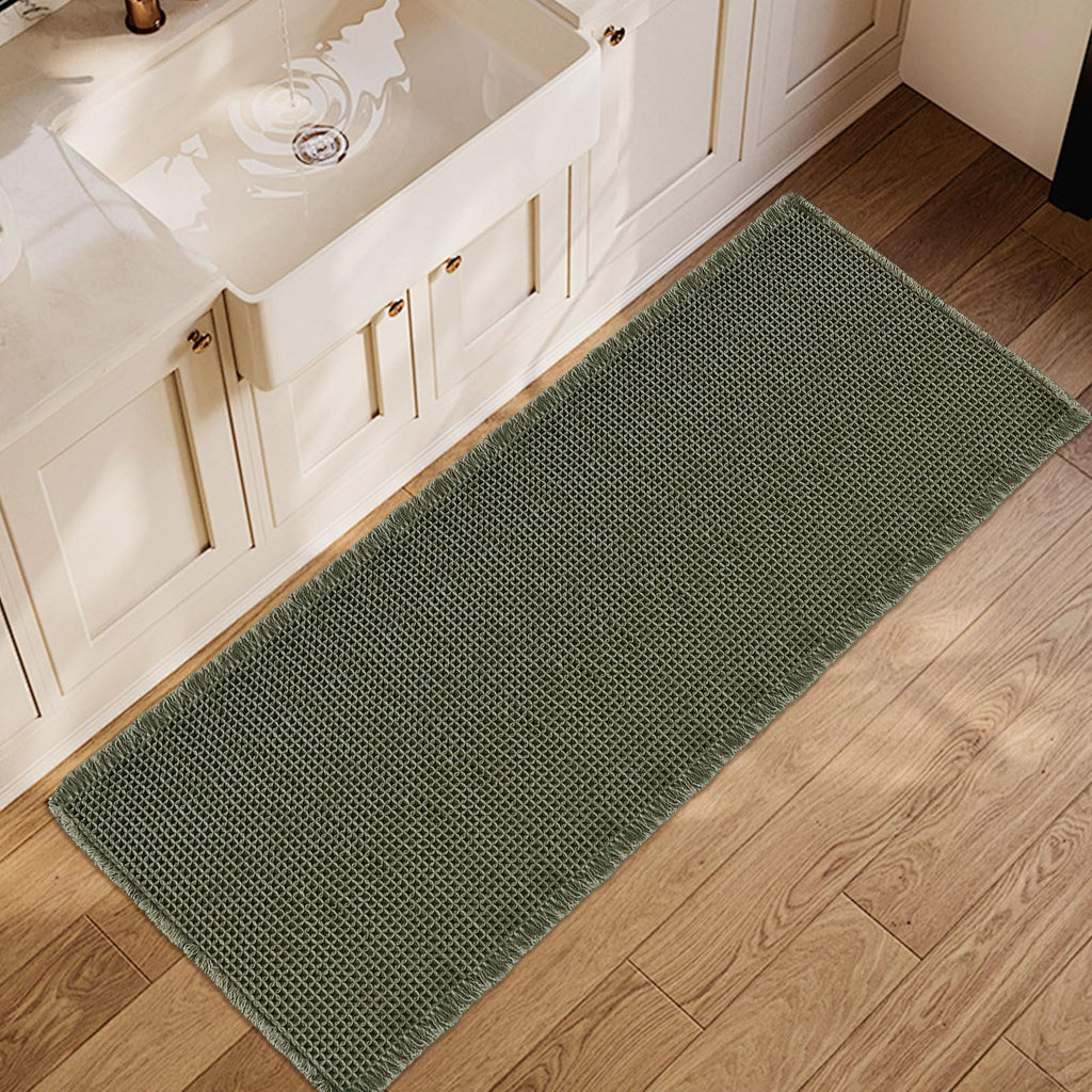 ZALL Waffle Bath Mat Boho Bathroom Mat Ultra Absorbent Non Slip 18x30 Tan