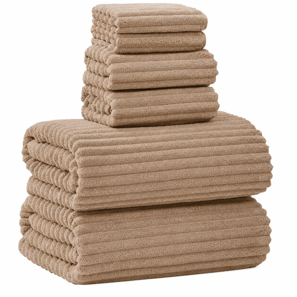 6 PC Bath Towel Set, 40"x80" Oversized Bath Sheets, Olive Green