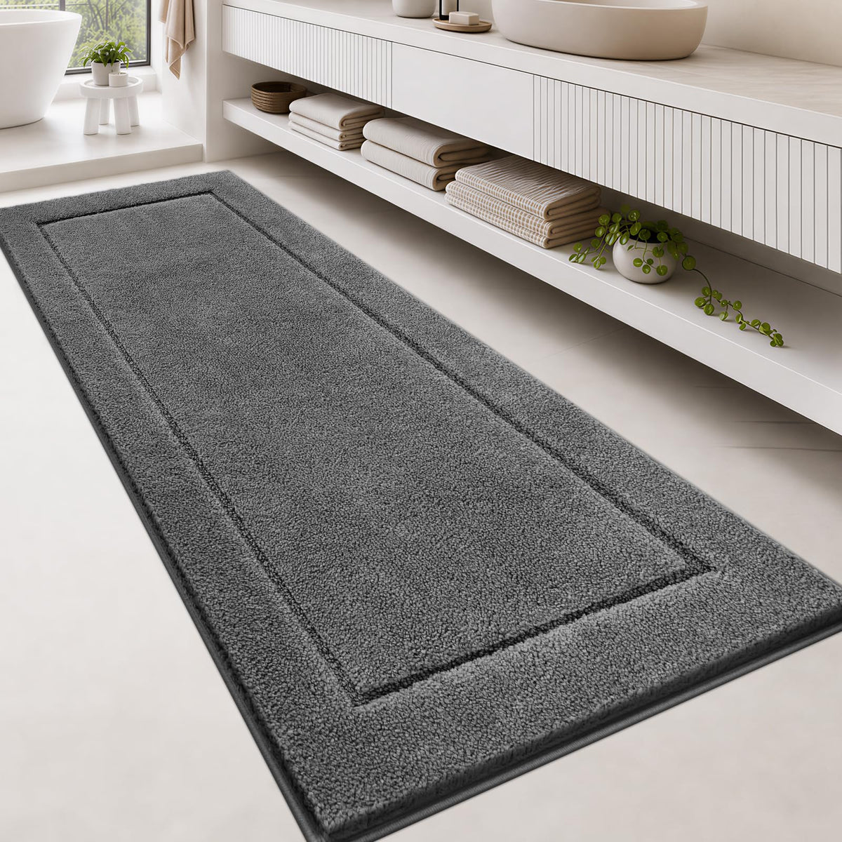 anllugs Bathroom Rugs, Non-Slip Bath Runner Rugs, 30" x 84", Beige