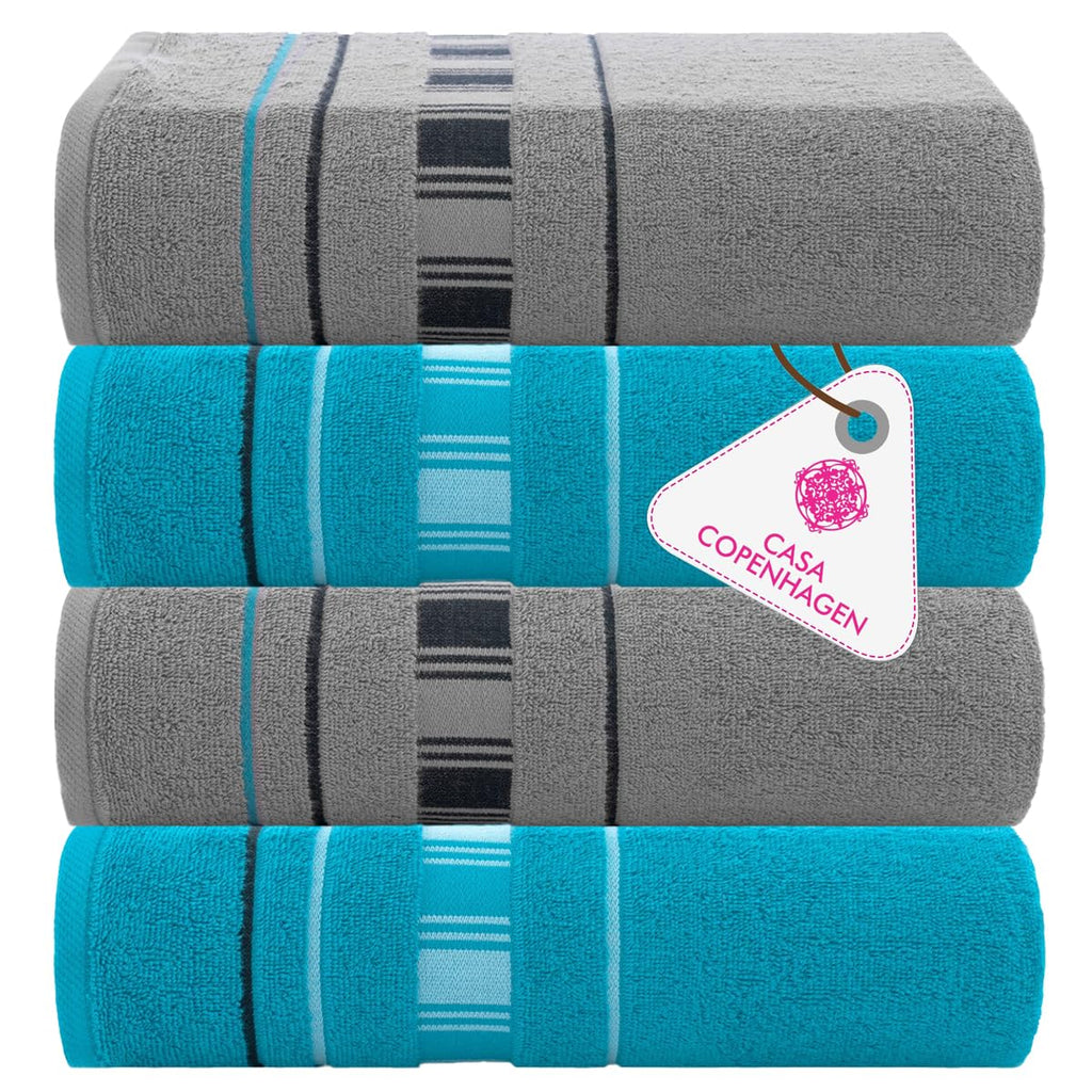 CASA COPENHAGEN 6pcs Bathroom Towel Gift Set, 600GSM, Dark Black