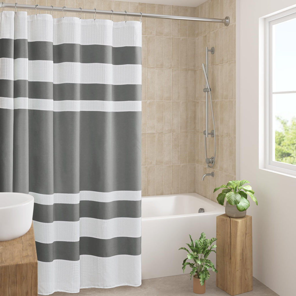 Madison Park Standard Shower Curtain for Bathroom, Grey Ombre, 72" x 72"