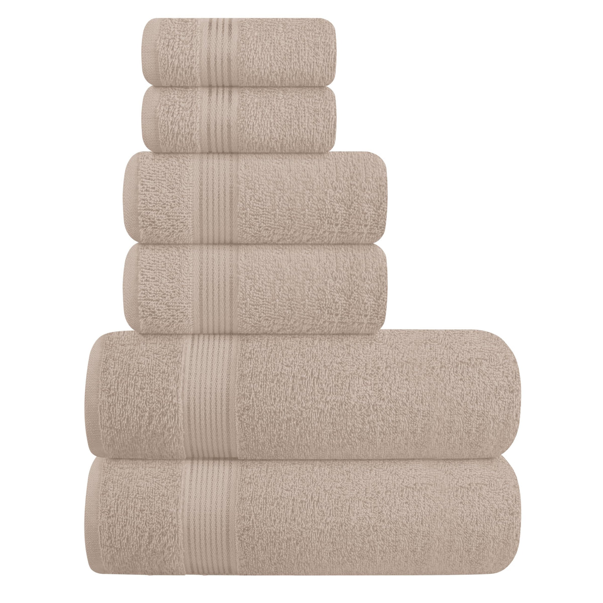 Belizzi Home Ultra Soft 6 Pack Cotton Towel Set, Contains 2 Bath Towels 28x55 inch, 2 Hand Towels 16x24 inch & 2 Wash Coths 12x12 inch, Ideal for Everyday use, Compact & Lightweight - Black