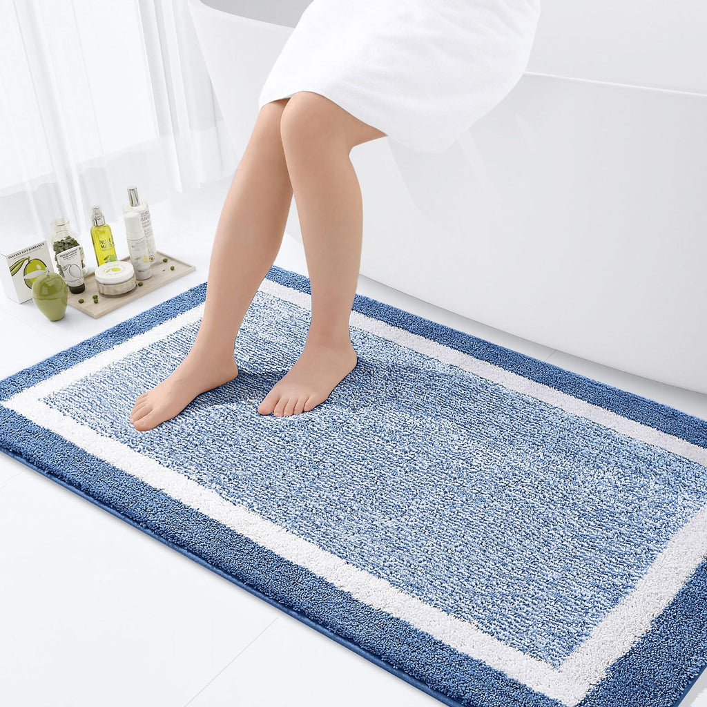 OLANLY Bathroom Rugs 36x24, Soft Absorbent Microfiber Bath Rugs, Grey