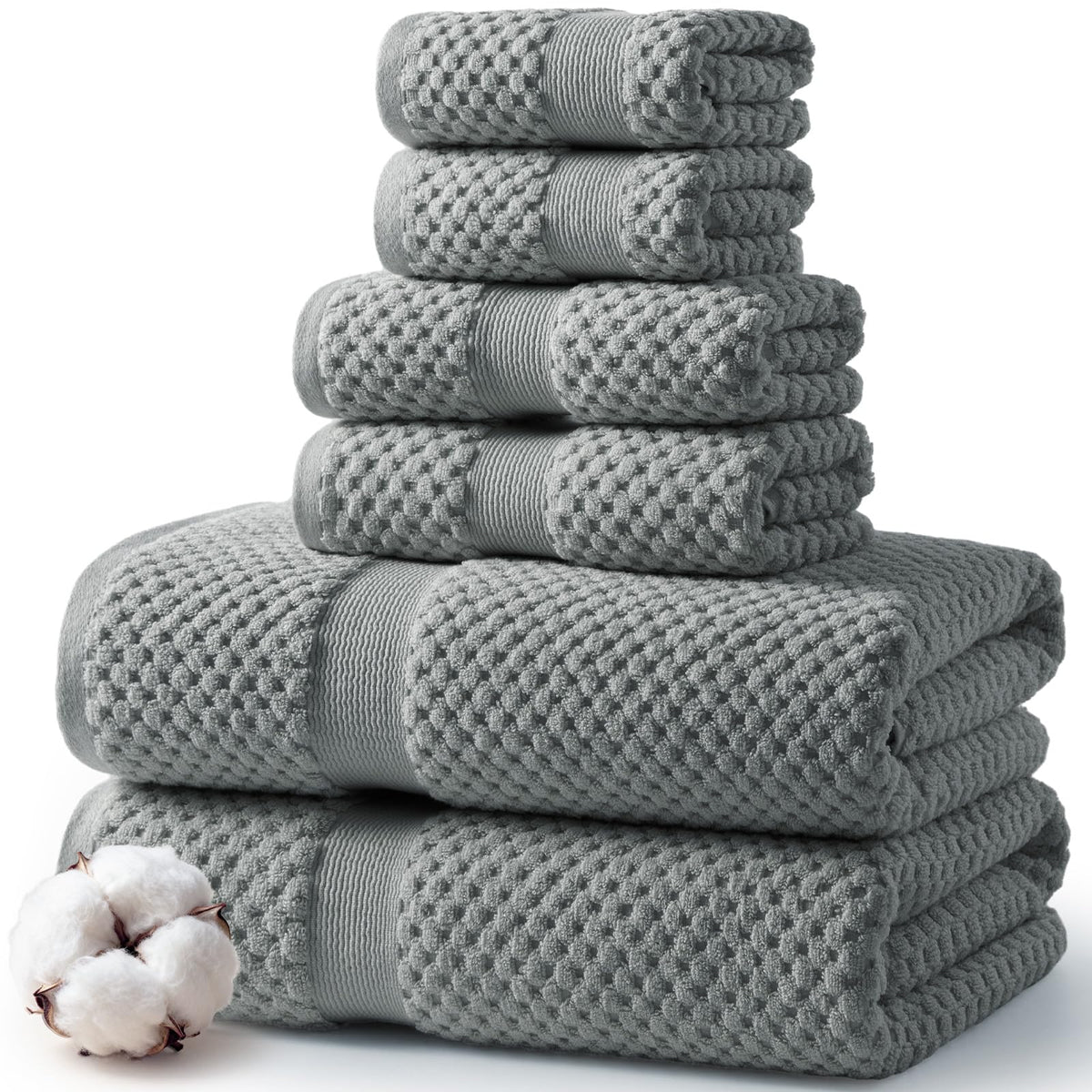 ecolook 6-Piece Towel Set, 100% Cotton