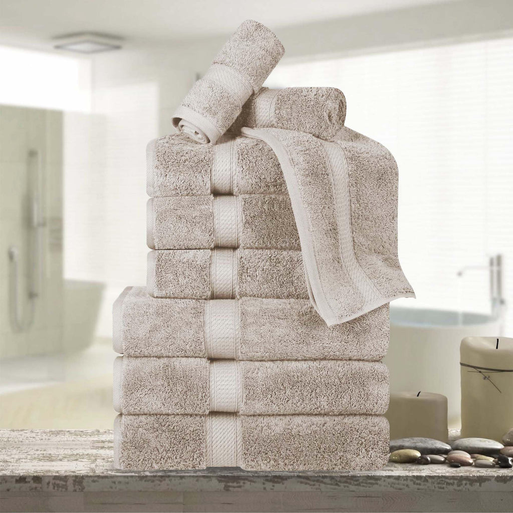 SUPERIOR Egyptian Cotton Plush & Absorbent, Hand Towel Set of 4, Cream