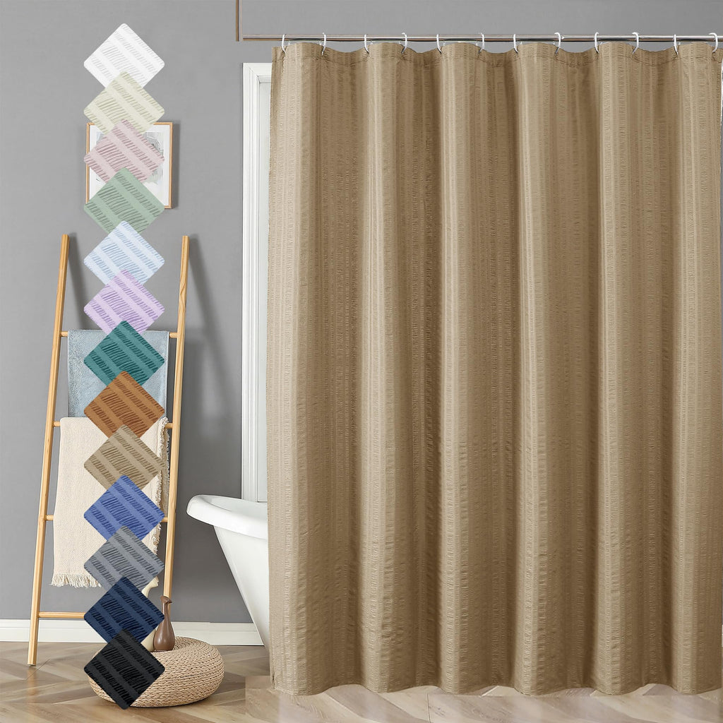 Aiyufeng Moga Navy Blue Fabric Shower Curtains for Bathroom - Blue Hotel Spa Polyester Cloth Bath Curtain with 12 Holes, 72x72, Machine Washable, Navy Blue