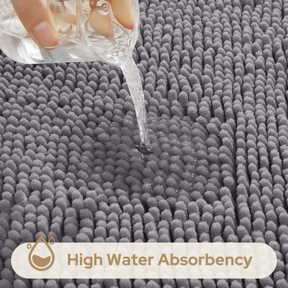 HOMEIDEAS Bathroom Rugs Set of 3, Super Soft Absorbent Chenille Bath Rugs