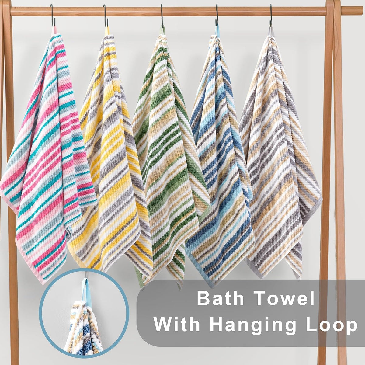 VOOVA & MOVAS Hand Towels, Cotton, Soft, Thick, 16x27 in, Tan Gray Beige