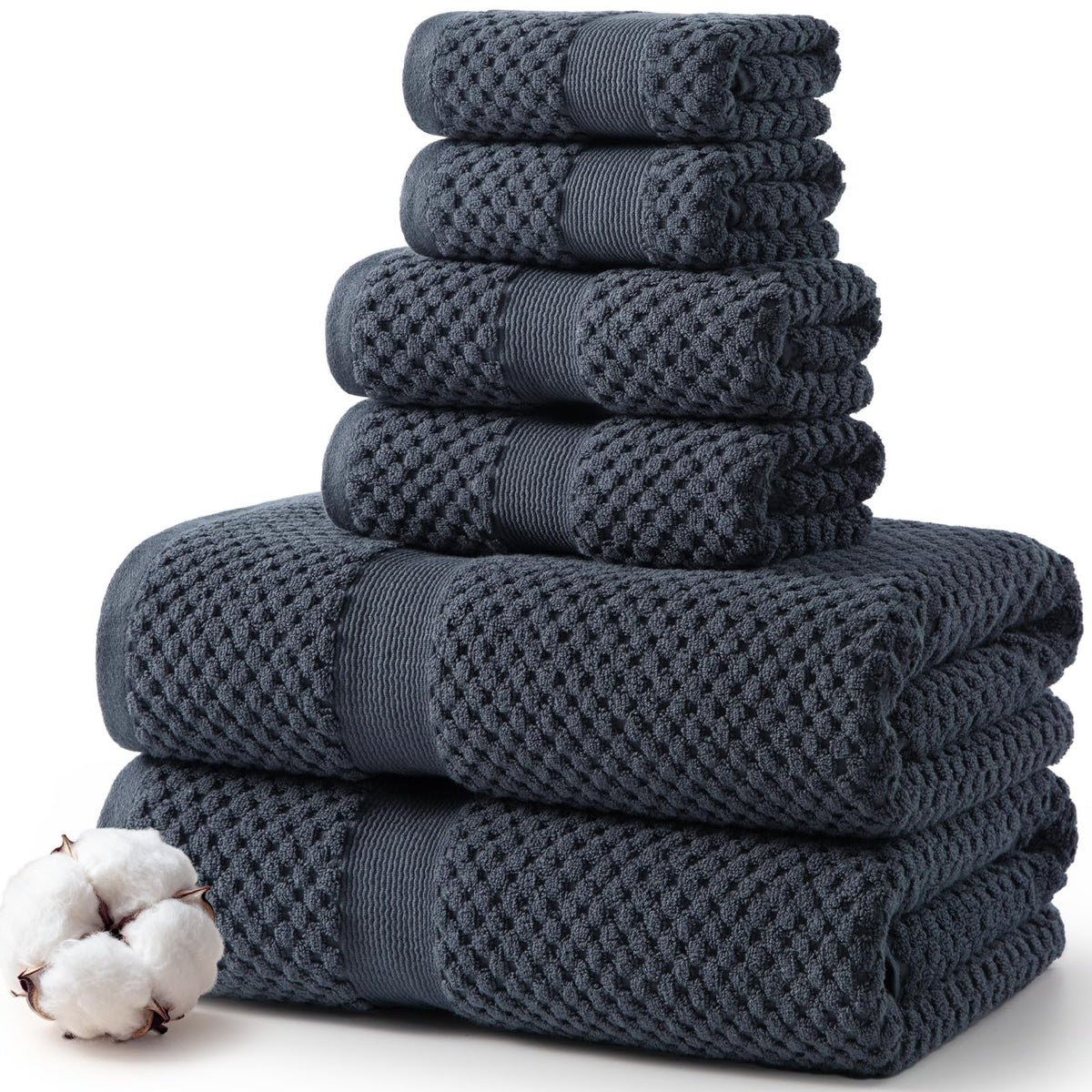 ecolook 6-Piece Towel Set, 100% Cotton