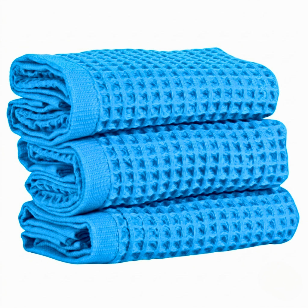 PÜSKÜL Natural 100% Turkish Cotton Waffle Hand and Kitchen Towels Set of 3
