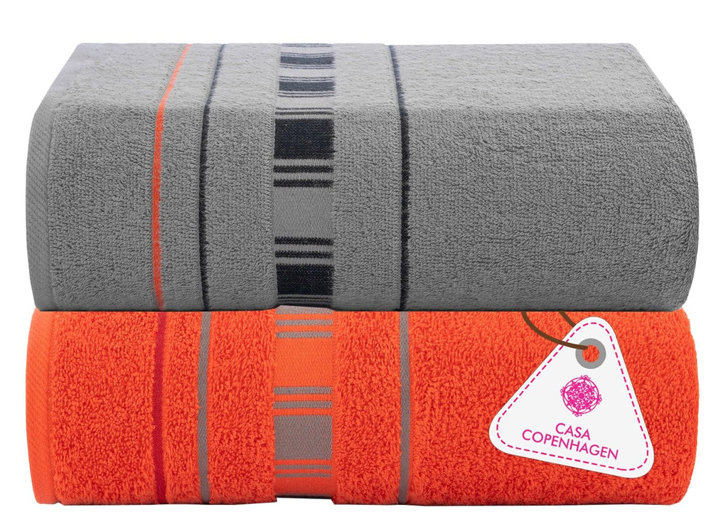 CASA COPENHAGEN 6pcs Bathroom Towel Gift Set, 600GSM, Dark Black