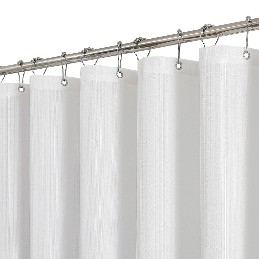 2-in-1 Waterproof Textured Fabric Shower Curtain, 72W x 72L, Cream