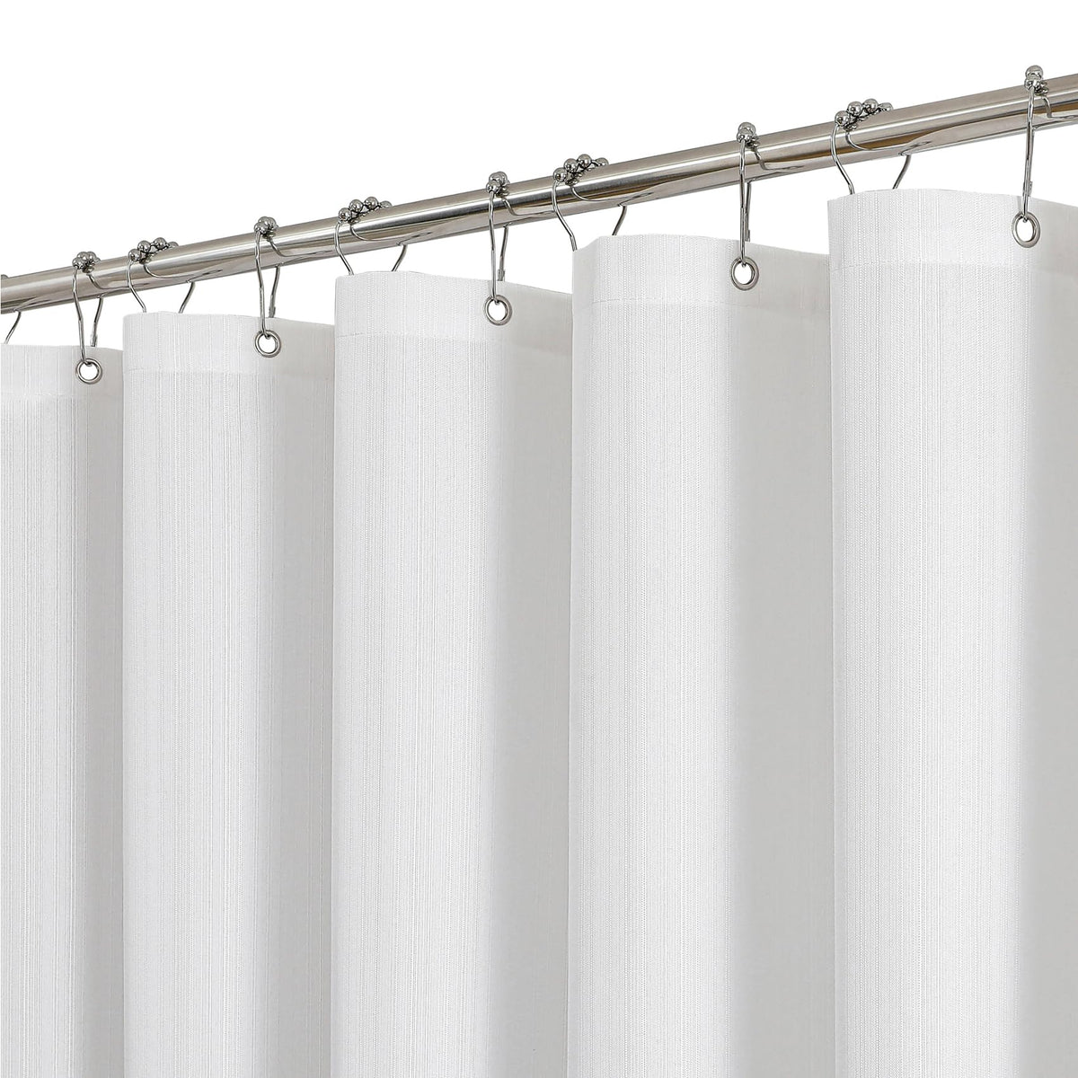2-in-1 Waterproof Textured Fabric Shower Curtain, 72W x 72L, Cream