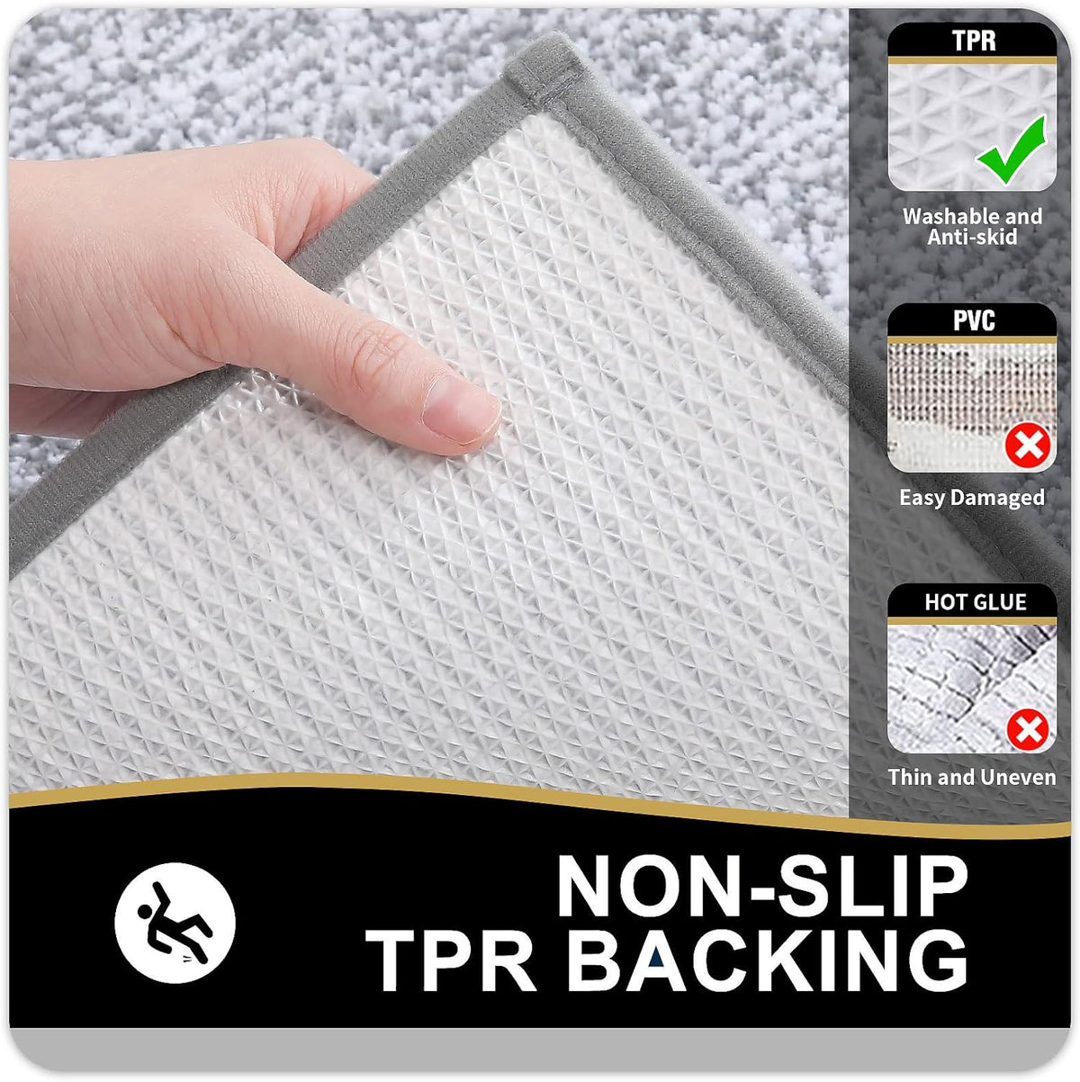 OLANLY Bathroom Rugs 36x24, Soft Absorbent Microfiber Bath Rugs, Grey