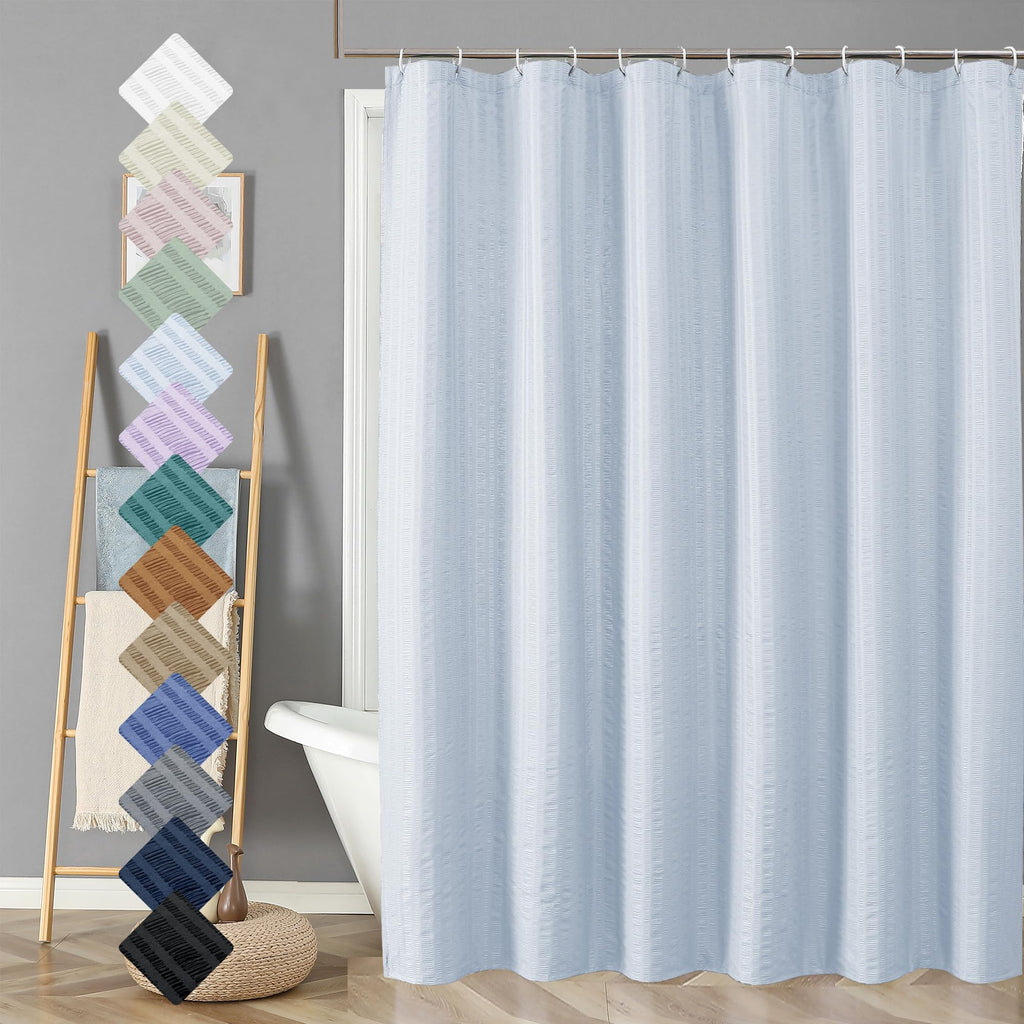 Aiyufeng Moga Navy Blue Fabric Shower Curtains for Bathroom - Blue Hotel Spa Polyester Cloth Bath Curtain with 12 Holes, 72x72, Machine Washable, Navy Blue