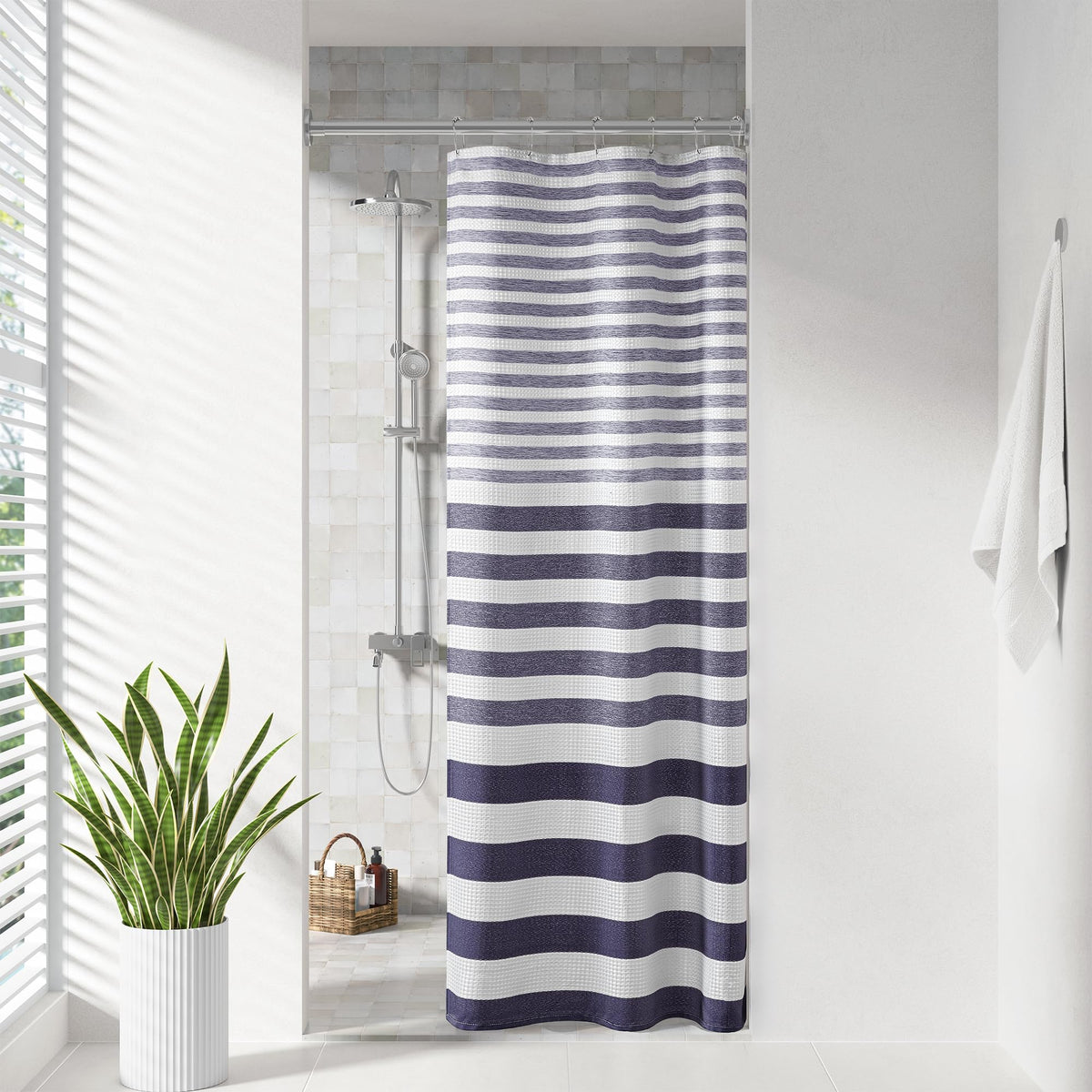 Madison Park Spa Waffle Shower Curtain for Bathroom, 72 x 72, Sage Green