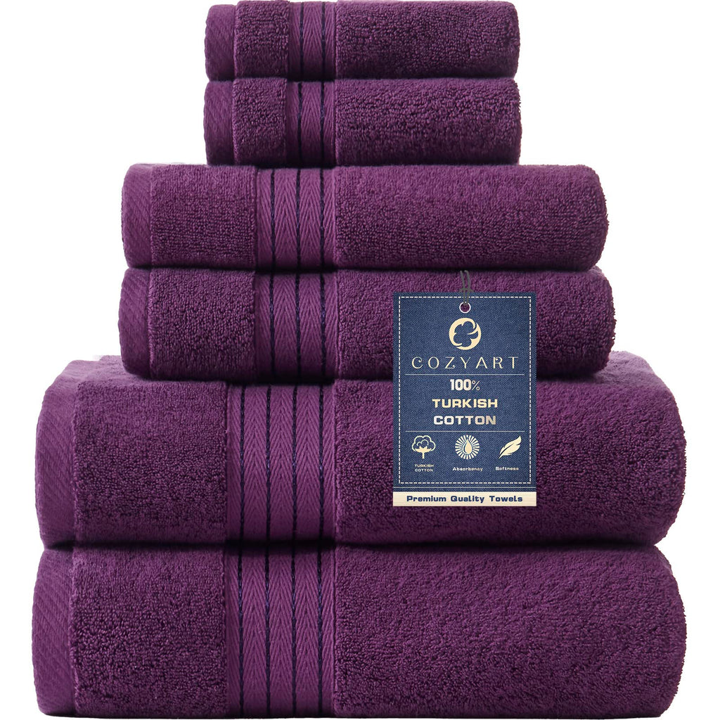 COZYART Luxury Bath Towel Set 6 Pcs, Burnt Orange 100% Turkish Cotton
