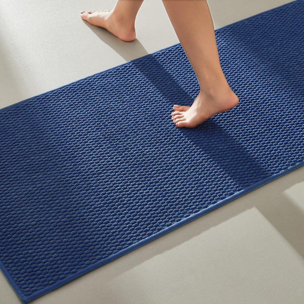 TYUU Bathroom Rugs Non Slip Washable, Super Absorbent Thin Bath Mat Small Quick Dry Low Pile Bathroom Rug, Dark Grey 16"x24"