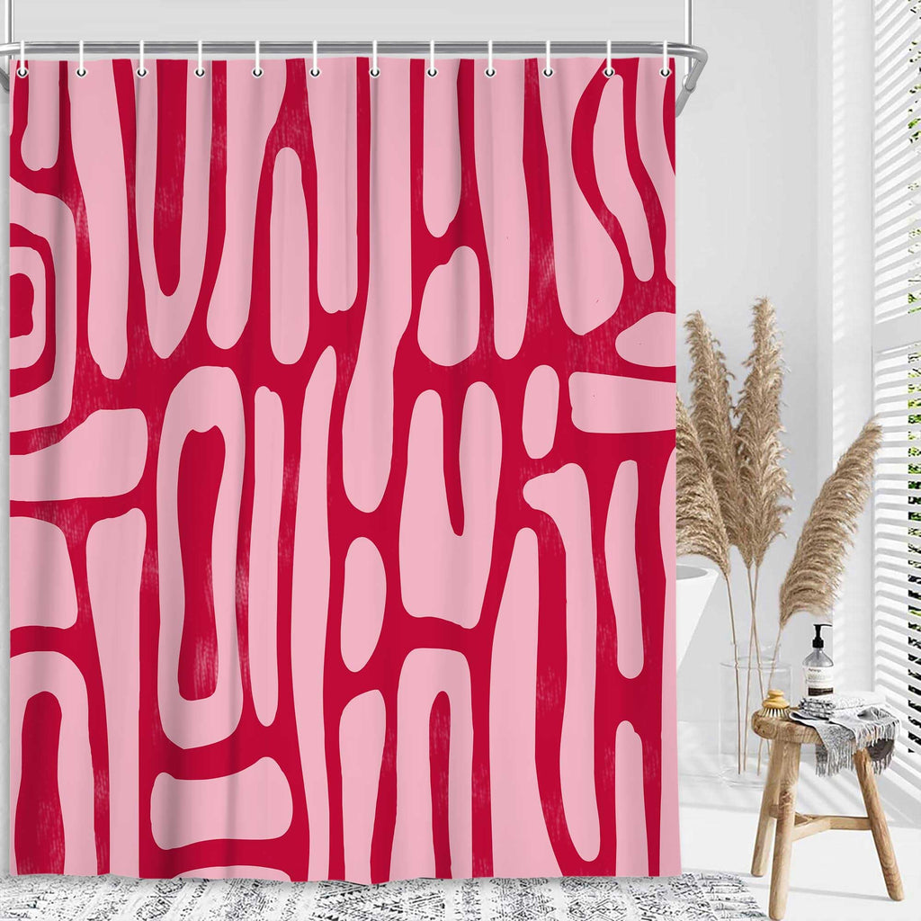 Bondjos Abstract Sage Green Shower Curtain,Boho Modern Geometric Line Art Decor,Abstract Minimalist Farmhouse Style Shower Curtain for Bathroom，Waterproof Polyester Fabric Bathroom Curtain,72x72 Inch