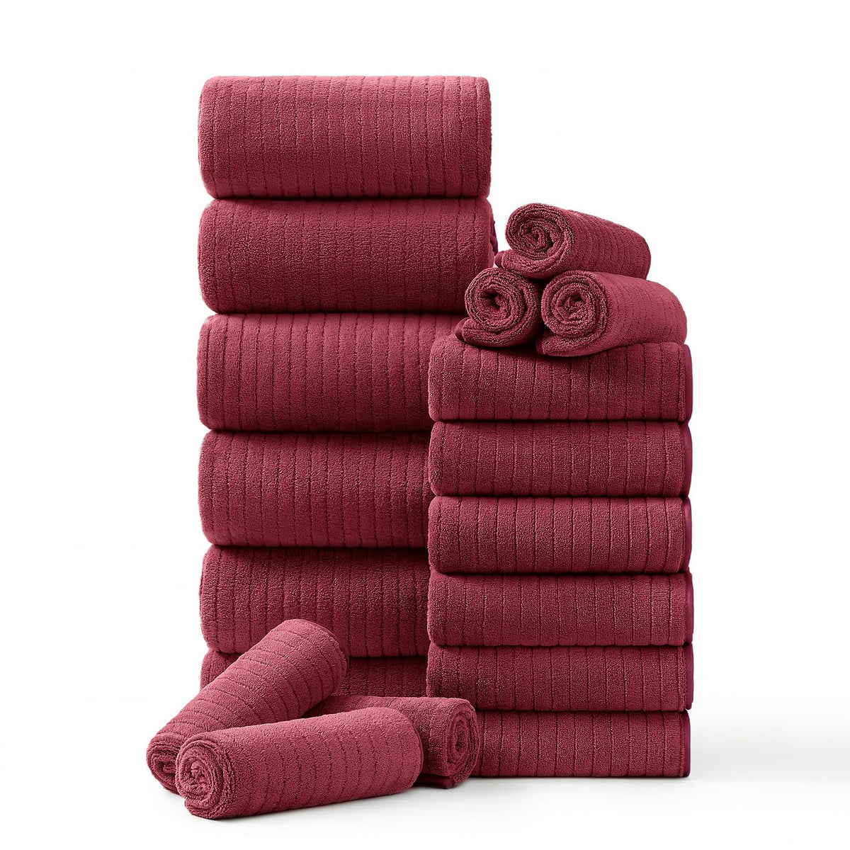 Hailea 18 Piece Family Bath Towel Set Include 6 Bath Towels,6 Hand Towels and 6 Washcloths Soft Bathroom Towel with Hanging Loops,Highly Absorbent Quick Dry Towels Set for Bathroom,Hotel and Spa-Navy