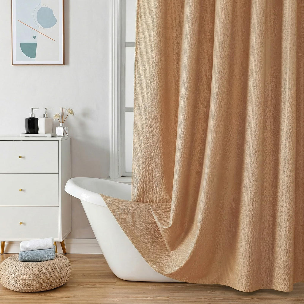 OVZME Berry Cute Shower Curtain, Embossed Textured Fabric Shower Curtain for Bathroom - Soft Cloth & Hotel Spa Luxury, Water Repellent, Machine Washable Shower Curtain, 72X72, Lemon Yellow