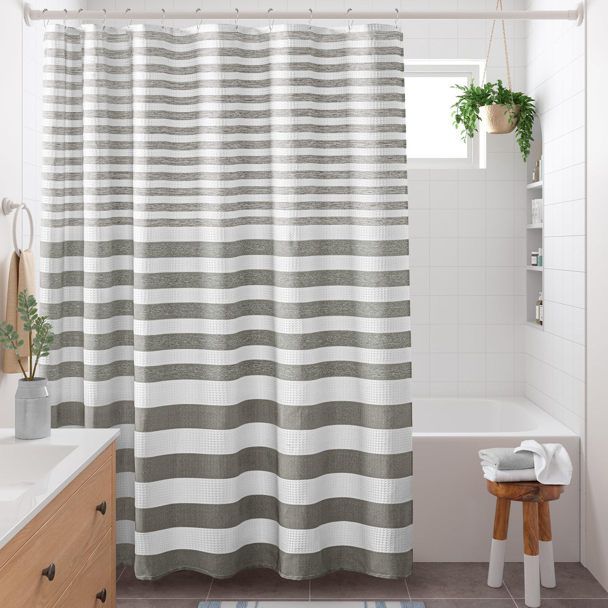 Madison Park Spa Waffle Shower Curtain for Bathroom, 72 x 72, Taupe
